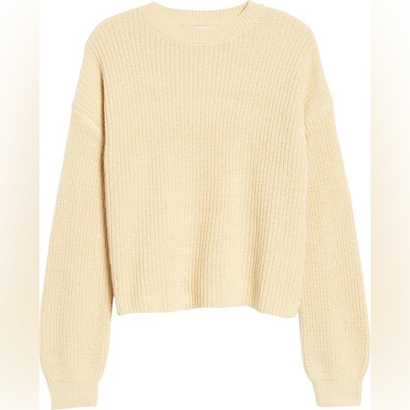 BP. Cleo Crop Crewneck Sweater in Tan Boulder size medium - Picture 5 of 8